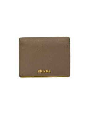 Prada Bifold Wallet Beige Leather